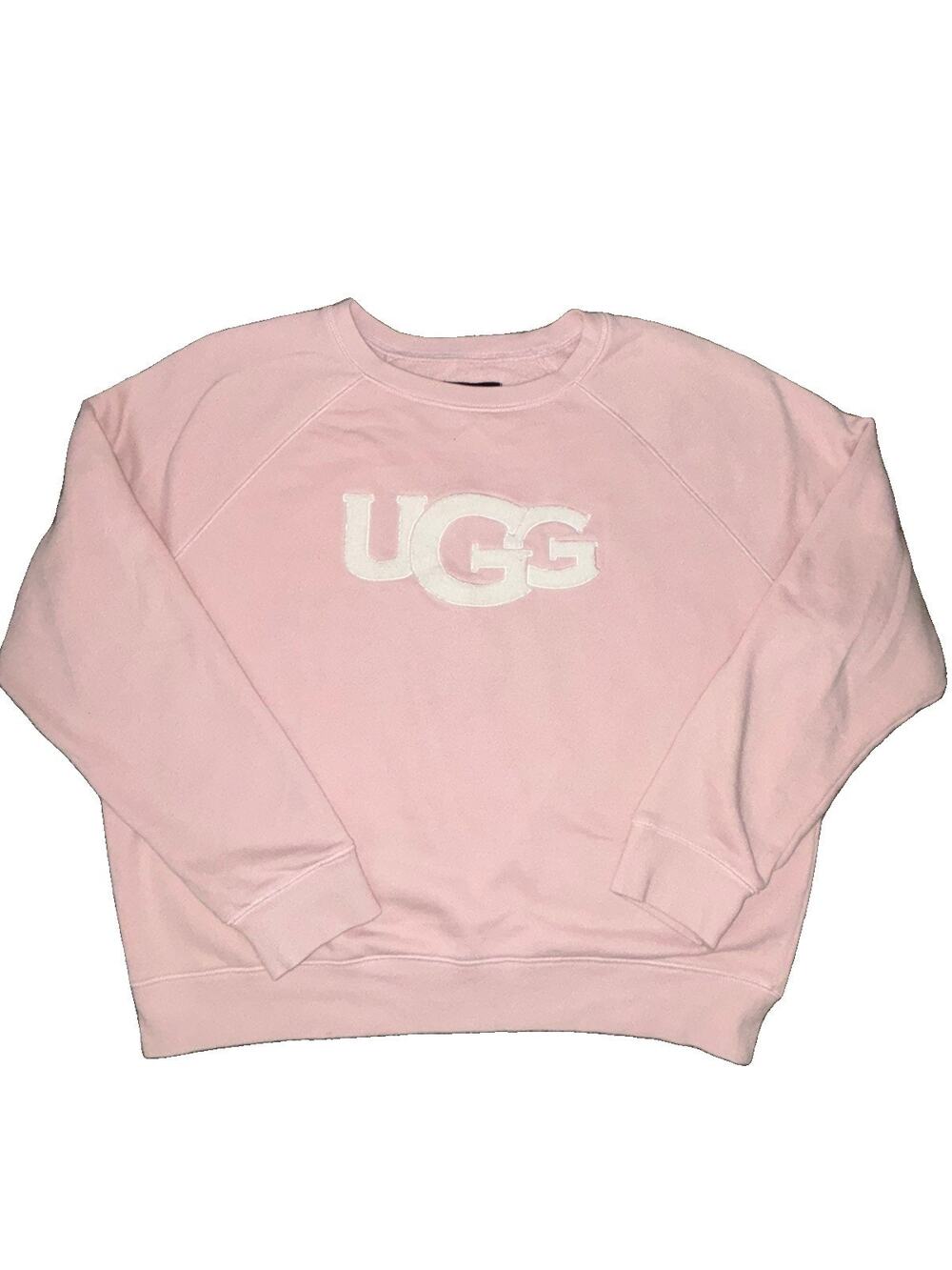 UGG Madeline Sweatshirt Womens XL Ashen Rose pink Fuzzy Logo Crewneck Sweater
